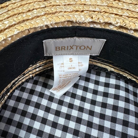 Brixton Joanna Visor Straw Summer Wide Brim Hat Women's Size Small Pink Black - Picture 3 of 4